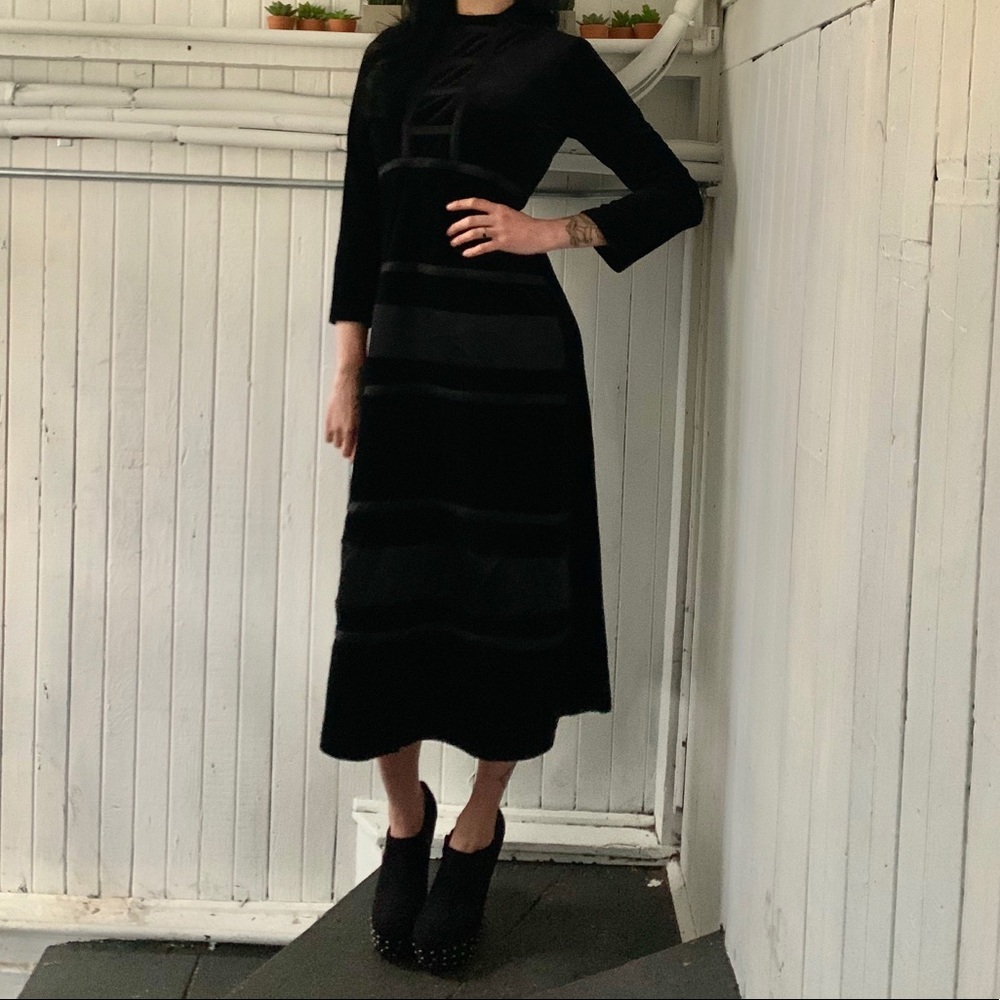 Black velvet collared dress